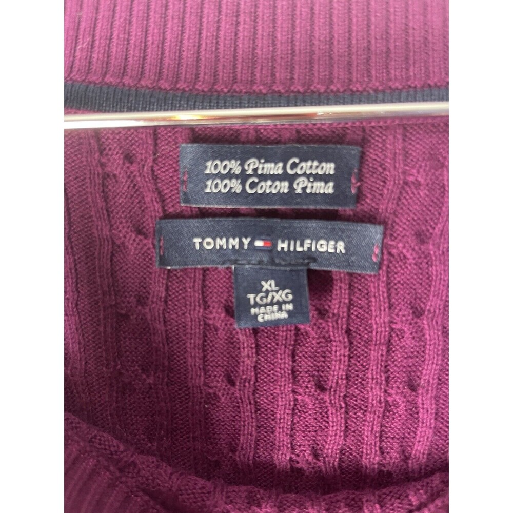 Tommy Hilfiger Women's Cableknit Pima Cotton Purple Sweater Size:XL Preppy - Picture 2 of 4